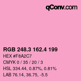 カラーコード: RGB 248.3 162.4 199 | qconv.com
