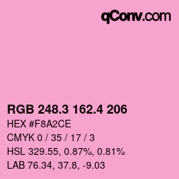 カラーコード: RGB 248.3 162.4 206 | qconv.com