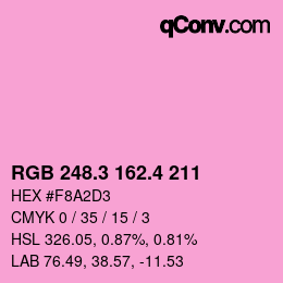 カラーコード: RGB 248.3 162.4 211 | qconv.com