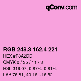カラーコード: RGB 248.3 162.4 221 | qconv.com