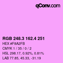 カラーコード: RGB 248.3 162.4 251 | qconv.com
