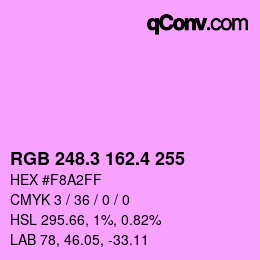カラーコード: RGB 248.3 162.4 255 | qconv.com
