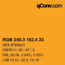 カラーコード: RGB 248.3 162.4 33 | qconv.com