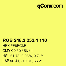 カラーコード: RGB 248.3 252.4 110 | qconv.com