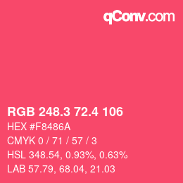 カラーコード: RGB 248.3 72.4 106 | qconv.com