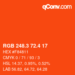カラーコード: RGB 248.3 72.4 17 | qconv.com