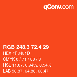 カラーコード: RGB 248.3 72.4 29 | qconv.com