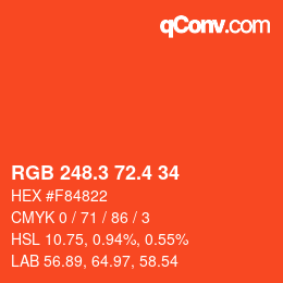 カラーコード: RGB 248.3 72.4 34 | qconv.com