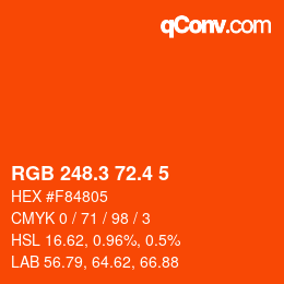 カラーコード: RGB 248.3 72.4 5 | qconv.com