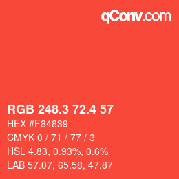 カラーコード: RGB 248.3 72.4 57 | qconv.com