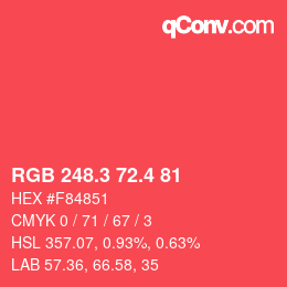 カラーコード: RGB 248.3 72.4 81 | qconv.com