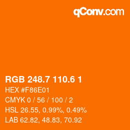 カラーコード: RGB 248.7 110.6 1 | qconv.com
