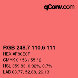カラーコード: RGB 248.7 110.6 111 | qconv.com
