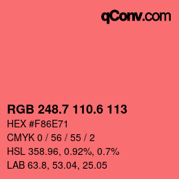 カラーコード: RGB 248.7 110.6 113 | qconv.com