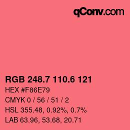 カラーコード: RGB 248.7 110.6 121 | qconv.com