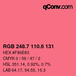 カラーコード: RGB 248.7 110.6 131 | qconv.com
