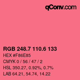 カラーコード: RGB 248.7 110.6 133 | qconv.com