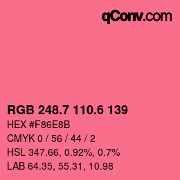 カラーコード: RGB 248.7 110.6 139 | qconv.com