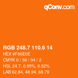 カラーコード: RGB 248.7 110.6 14 | qconv.com