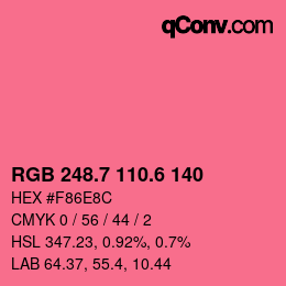 カラーコード: RGB 248.7 110.6 140 | qconv.com