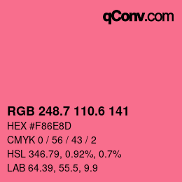 カラーコード: RGB 248.7 110.6 141 | qconv.com