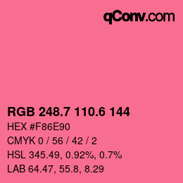 カラーコード: RGB 248.7 110.6 144 | qconv.com