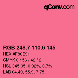 カラーコード: RGB 248.7 110.6 145 | qconv.com