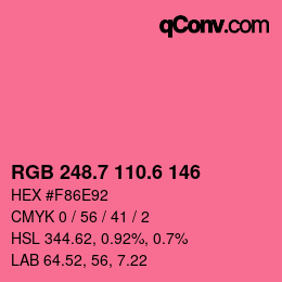 カラーコード: RGB 248.7 110.6 146 | qconv.com