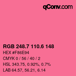 カラーコード: RGB 248.7 110.6 148 | qconv.com