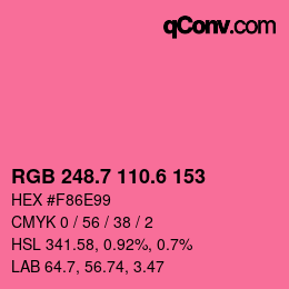 カラーコード: RGB 248.7 110.6 153 | qconv.com