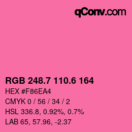 カラーコード: RGB 248.7 110.6 164 | qconv.com