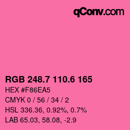 カラーコード: RGB 248.7 110.6 165 | qconv.com