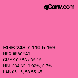 カラーコード: RGB 248.7 110.6 169 | qconv.com