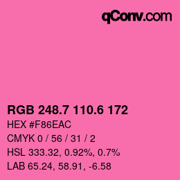 カラーコード: RGB 248.7 110.6 172 | qconv.com