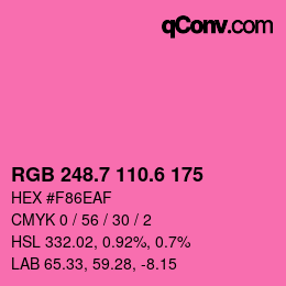 カラーコード: RGB 248.7 110.6 175 | qconv.com