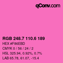 カラーコード: RGB 248.7 110.6 189 | qconv.com