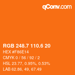 カラーコード: RGB 248.7 110.6 20 | qconv.com
