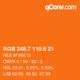 カラーコード: RGB 248.7 110.6 21 | qconv.com