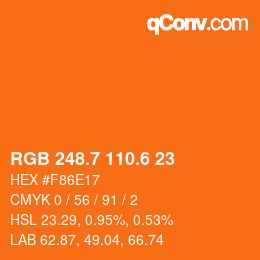 カラーコード: RGB 248.7 110.6 23 | qconv.com