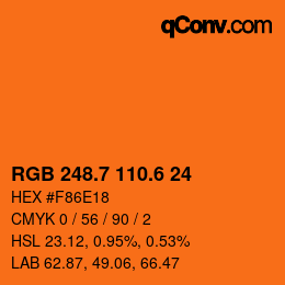 カラーコード: RGB 248.7 110.6 24 | qconv.com