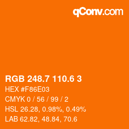カラーコード: RGB 248.7 110.6 3 | qconv.com