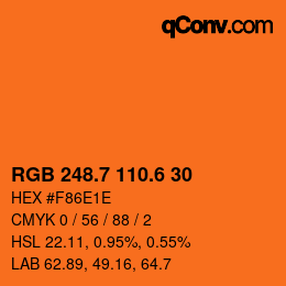 カラーコード: RGB 248.7 110.6 30 | qconv.com