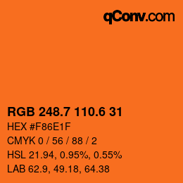 カラーコード: RGB 248.7 110.6 31 | qconv.com