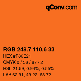 カラーコード: RGB 248.7 110.6 33 | qconv.com