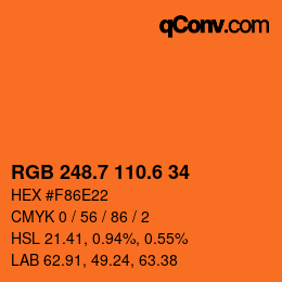 カラーコード: RGB 248.7 110.6 34 | qconv.com
