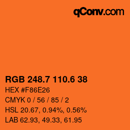 カラーコード: RGB 248.7 110.6 38 | qconv.com