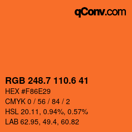 カラーコード: RGB 248.7 110.6 41 | qconv.com