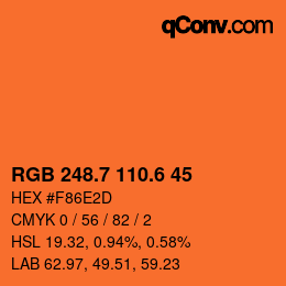 カラーコード: RGB 248.7 110.6 45 | qconv.com