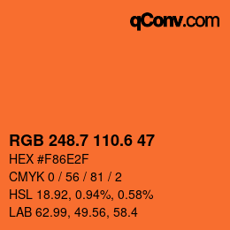 カラーコード: RGB 248.7 110.6 47 | qconv.com