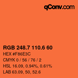 カラーコード: RGB 248.7 110.6 60 | qconv.com
